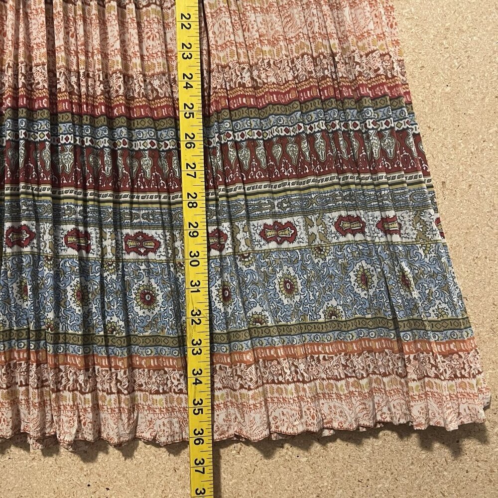 Vintage Coldwater Creek Pleated Maxi Skirt Elastic Waist Size Large Boho Hippie - Picture 5 of 7
